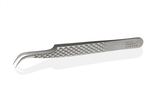 Pęseta do rzęs Diamond Silver - Curve by Amazing