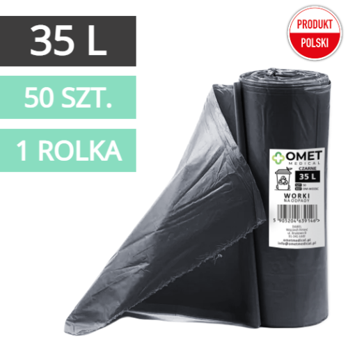 Worki na śmieci odpady 35L czarne OMET MEDICAL - 50 szt. (1 rolka)