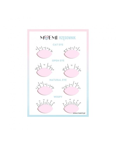 Karty Pracy Gotowe Efekty Stylizacji Rzęs – Moemi Rzęsownik| Cat Eye, Open Eye, Natural, Wispy