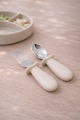 MYMINI Pierwsze sztućce silikonowe dla niemowląt z ogranicznikiem BLW - beige