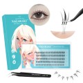 Rzęsy bondingowe NAGARAKU gotowe kępki DIY C, 0.07mm MIX 6-8mm + pęseta